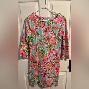 Lilly Pulitzer Pink and Green Leaf Print Dress